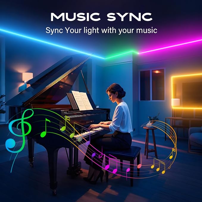 CHARKEE 50ft LED Lights USB-Powered, RGB Strip Lighting for Bedroom/TV Backlight/Gaming Lighting, Color Changing Bluetooth Led Lights with Smart App Control, Music Sync Sound Reaction