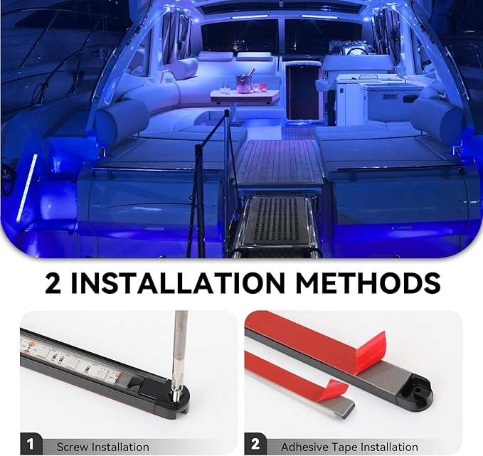 Boat Interior Lights Blue,Waterproof Led Boat Lighting, Marine Led Strip Lights, Super Bright Marine Lighting for Night Fishing Courtesy Lights for Pontoon Kayak Yacht Sailboat (Blue 4PCS)