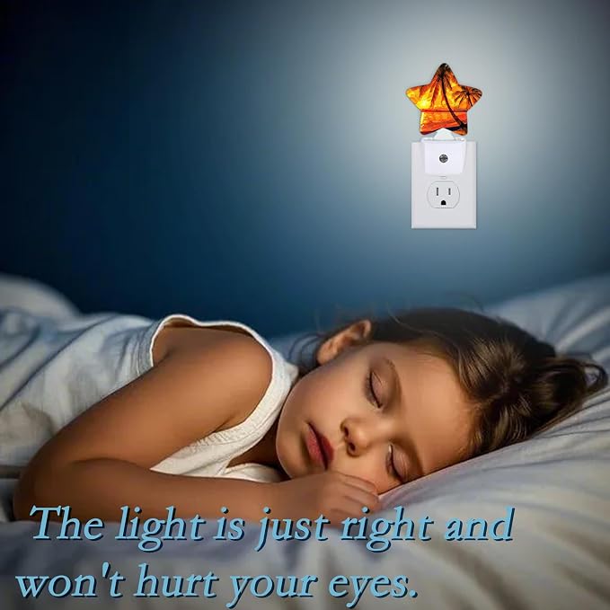 Sunset Seashore Plug-in Night Light with Dusk-to-Dawn Sensor for Bathroom,Bedroom and Hallway Sleep Friendly Lamp for Women/Girls/Boys Gift,0.5w