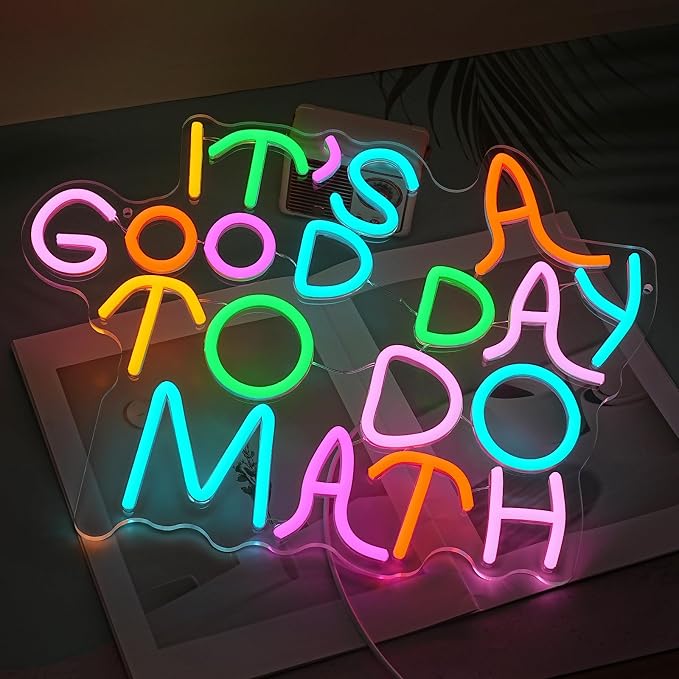 LISIGNVE It's A Good Day To Do Math Neon Sign for Classroom Decor Teacher Light Up Sign LED Math Neon Light for Wall Decor Students Middle High School College Dorm Bedroom Home Office