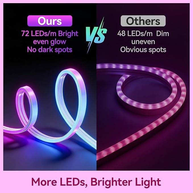 LED Neon Lights, 16.4FT RGB Neon Rope Lights App Control,IR Remote,Music Sync,IP67 Waterproof,Flexible DIY Design for Bedroom,Living Room,Gaming Room,Party,Outdoor,Christmas Decor