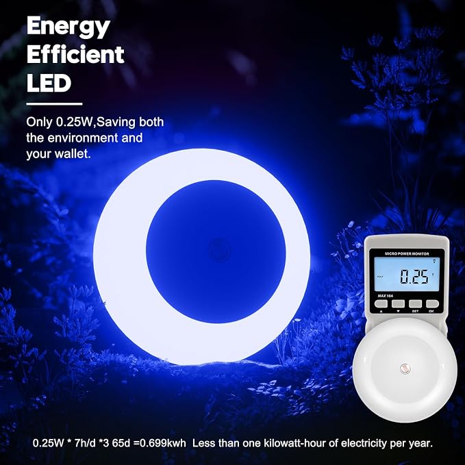 fesnne Night Light, Night Lights Plug into Wall, Dusk to Dawn Sensor, Blue Led Night Light 0.5W, 2 Pack Nightlight for Adults, Bedroom, Bathroom, Hallway, Kitchen
