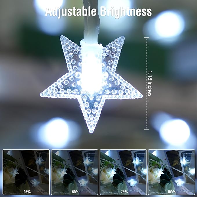 JMEXSUSS 100 LED Star String Lights USB Plug in, 33Ft White | Star Fairy Lights with Remote, Waterproof Hanging String Lights Indoor for Bedroom Classroom Tent Loft Bed Dorm Decor