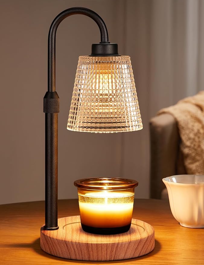 Innqoo Rustic Candle Warmer Lamp with Timer, Dimmable Candle Warmer for Jar Candles, Height Adjustable Wax Melts Warmer, Birthday Gifts for Women Mom, House Warming Gifts New Home Decor