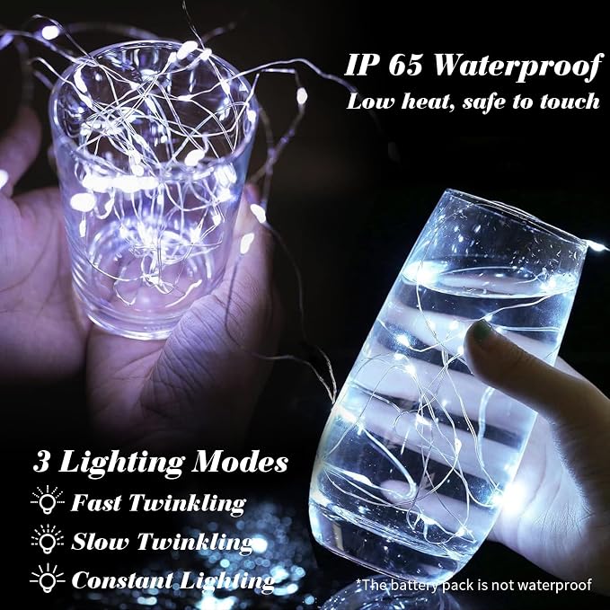 ZGWJ 12 Pack Fairy Lights, Mini String Lights Purple and White | Battery Operated 7 FT 20 LED Waterproof 3 Modes for DIY, Parties, Wedding, Halloween, Christmas Decoration