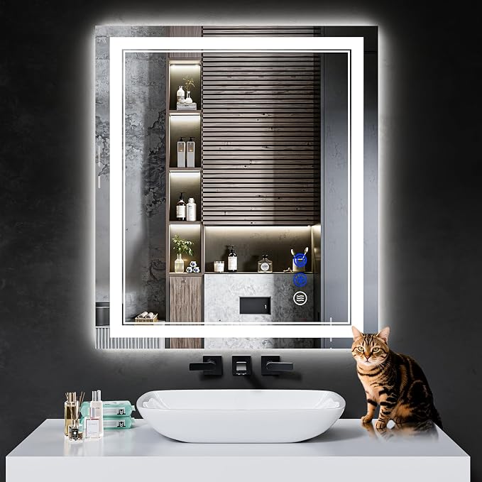 36"x28" LED Bathroom Mirror with Lights,Anti-Fog,3 Color Modes