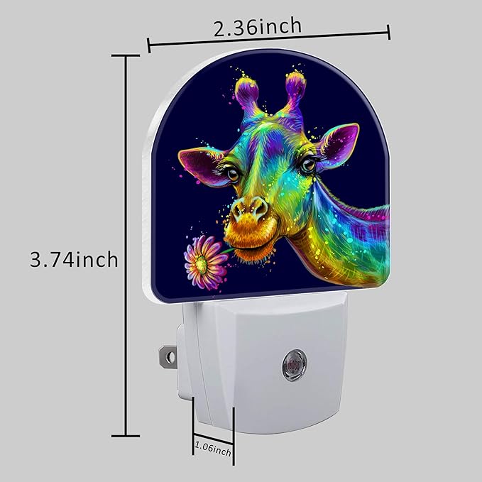 Night Light Plug into Wall Colorful Cute Giraffe with Flower Night Light with Dusk to Dawn Sensor Night Light for Kid Girls Boys Women Room Decor,Hallway,Kitchen,Bathroom,Nursery,Stairs