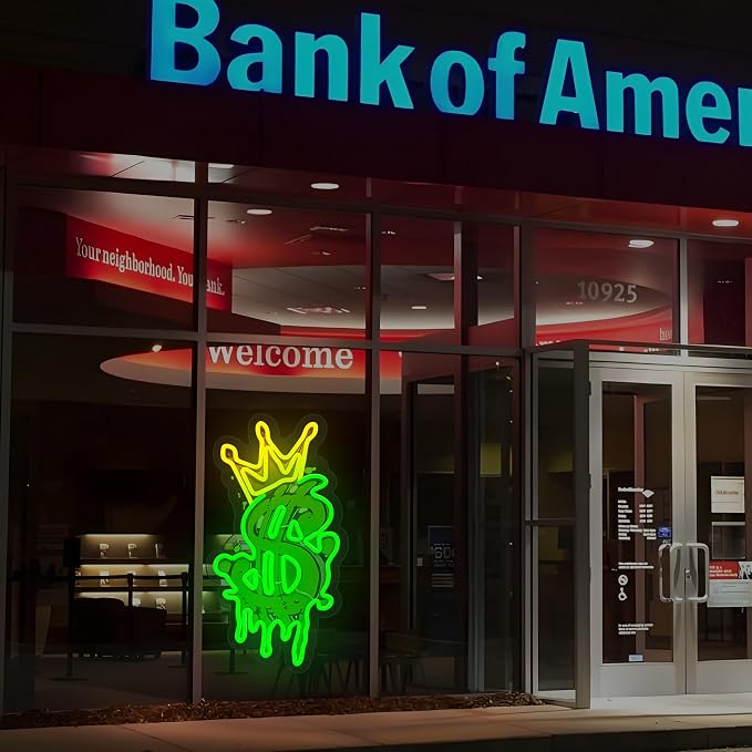 Money Neon Sign, Crown Dollar LED Neon Light USB Powered Decor | Dollar Wall Decor for Bedroom, Game Room, Man Cave, Office, Bar, Party Decoration and Gift