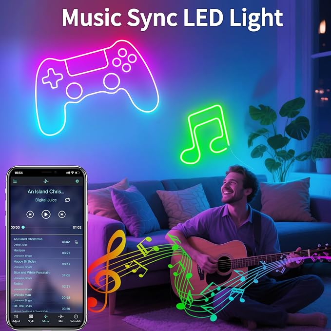 5V LED Neon Lights，3.3ft USB Powered LED Strip Lights | Color Changing Rope Light with APP Control，IP65 Waterproof Rope Lights for Bedroom，Cabinet,Kitchen(with Adhesive Backing)