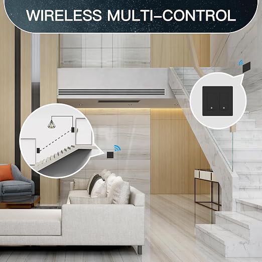 MOES Star Ring WiFi Smart Light Switch, Alexa Google No Hub, Black 2 Gang | Star Ring Night Guide Glow, 2.4GHz WiFi No Hub Required, Smart Life App, Timer Away Mode, Single Pole Neutral Wire 10A
