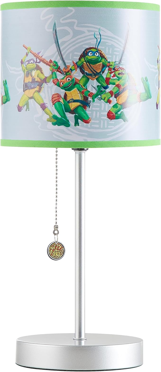 Teenage Mutant Ninja Turtle: Mutant Mayhem Stick Table Kids Lamp with Pull Chain, Themed Printed Decorative Shade