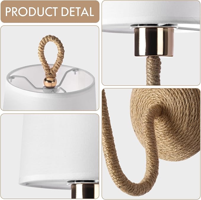 Set of 2 Boho Wall Sconce Lamps – Wireless Cordless LED Wall Lights with Remote, Rechargeable 4500mAh Battery Operated Rattan Gold Light Fixtures for Bedroom, Living Room, Bathroom, or Bedside