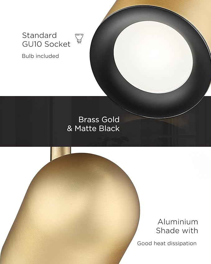 FEMILA 46.3" Track Lighting Fixtures Ceiling, Brass Gold Track Light Kit, 3000K Bulbs Included, 4FS78TL-6 BG