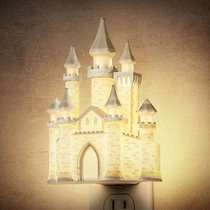Night Lights Plug into Wall,3D Printed Castle Night Light | 3000K Soft White NightLight, 3 Level Brightness Adjustable Dimmable Nightlights with Dusk to Dawn Sensor for Bathroom Hallway