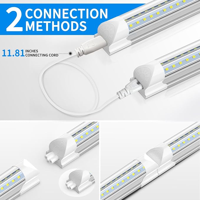 CNSUNWAY LED Shop Light 3FT, 34W 4760LM 6500K, V-Shape T8 LED Tube Lights | Ceiling Shop Lights, Linkable Under Counter Light for Kitchen, Garage, Workbench, Basement, Plug and Play, ETL Listed, 2-Pack