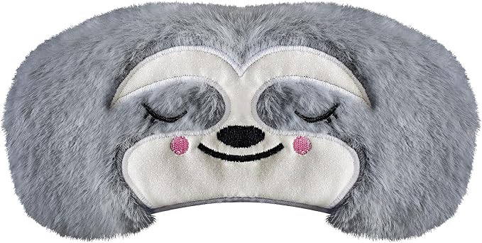 Cute Sleep Masks Cartoon Animal Eye Mask Plush Sleeping Mask & Travel Blindfold - Funny Novelty Eye Shade for Women Men (Grey Sloth)