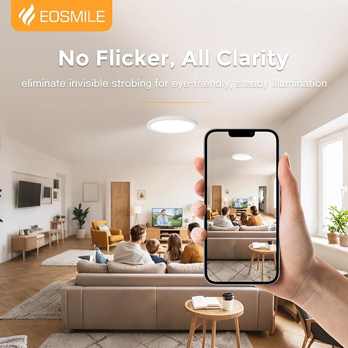 2Pack 12 Inch LED Flush Mount Ceiling Light, 25W, 3000LM, CRI 95+, 2700K-5000K 5CCT & Dimmable, White Round Surface Flat Panel Light for Hallway, Kitchen, Bedroom, Laundry Room
