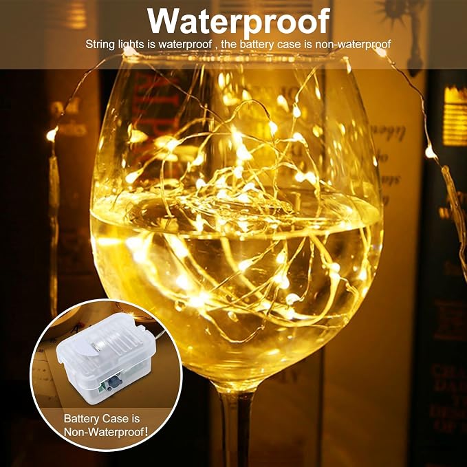 AIKEI 100 Pack LED Fairy Lights Battery Operated, Mini String Lights Waterproof 7 Feet 20 Led Firefly Starry Lamps for Wedding Party Bedroom Garden Christmas Decoration Warm White