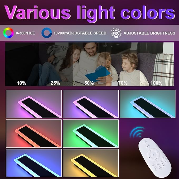 2 Pack Outdoor LED Wall Lights for House,RGB Long Outdoor Wall Lights,60 inch Long Linear Light Fixture,Dimmable Outside Wall Light for Porch,Enterway,Garage with Control Remote