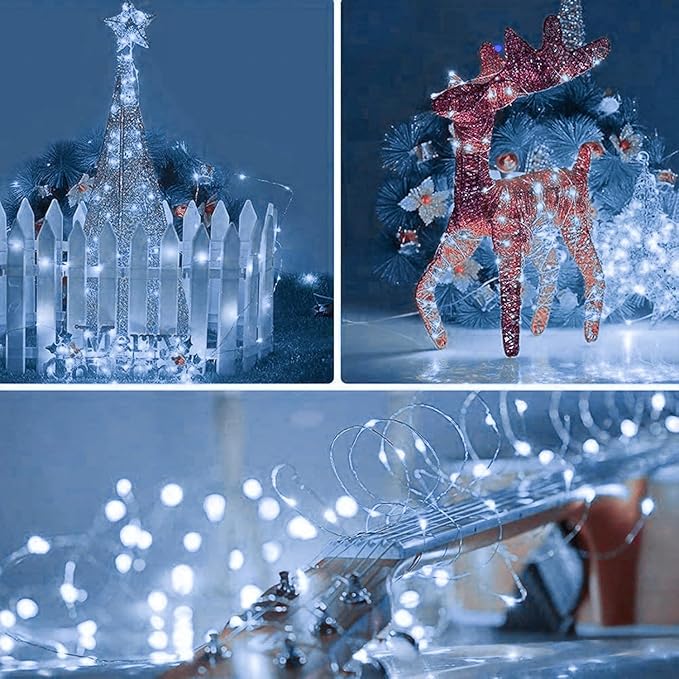 6 Pack Fairy Lights Battery Operated with Timer Silver Wire Mini 13FT 40LED Waterproof Cuttable Twinkle Christmas String Lights for Home Bedroom Wedding DIY Centerpiece Birthday (White)