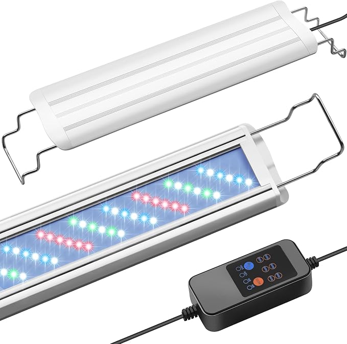 HITOP 32-36in Full Spectrum LED Aquarium Light with Timer, Auto 24/7 Lighting Cycle& 10-Level Brightness Adjustment, Fish Tank Light for Plant Growth, with Extendable Brackets