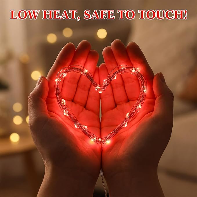 Macarrie 3 Pcs Red Fairy Lights USB Powered 16 ft 50 LED String Lights Plug in for Indoor Outdoor Bedroom DIY Party Wedding Home Festival Tree Garden Xmas Decoration