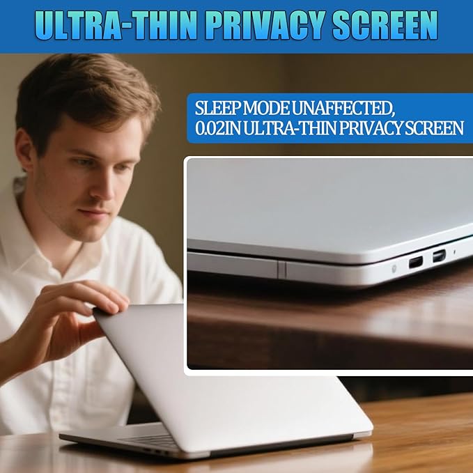 Nano-Suction Privacy Screen Protector for MacBook Air 15 Inch (2023-2025, M2, M3, M4) Removable Laptop Privacy Screen Shield