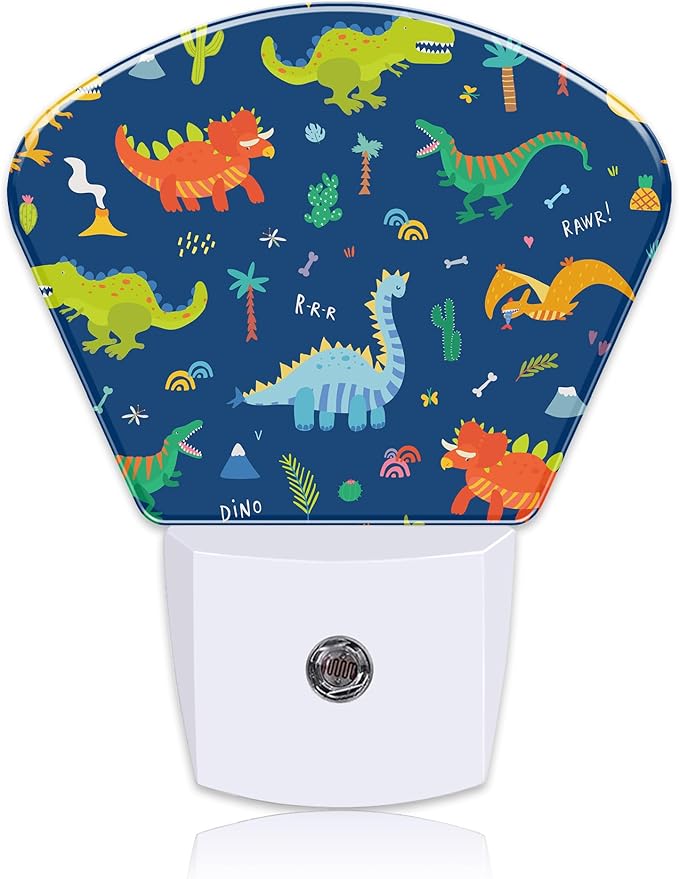 Cute Cartoon Dinosaurs Night Light for Kids, Dinosaurs LED Night Light Plug into Wall with Dusk to Dawn Sensor for Girls Boys Women Men Bedroom, Hallway, Kitchen, Bathroom, Stairs Decor