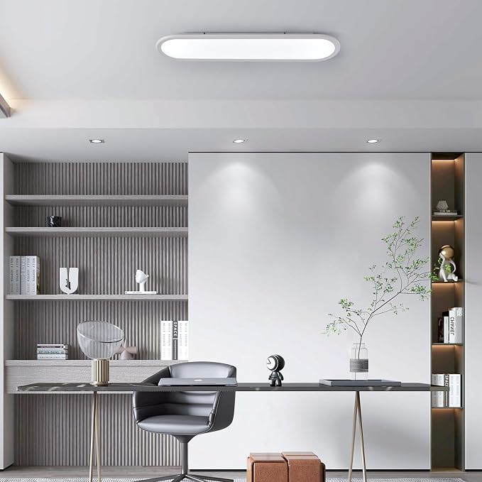 27.6 Inch LED Ceiling Light, High Brightness Linear Ceiling Lamps,6000K Cool White Modern Ultra Thin Low Profile Light Fixture for Bedroom Kitchen Study Room Hallway,White/36W