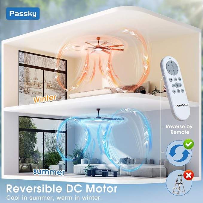 80 Inch Ceiling Fans with Lights and Remote, Brown Modern Ceiling Fan | Reversible DC Motor, Timer, 3CCT, Dimmable, Quiet, Ceiling fan For Living Room, Patio Farmhouse, Indoor/Outdoor