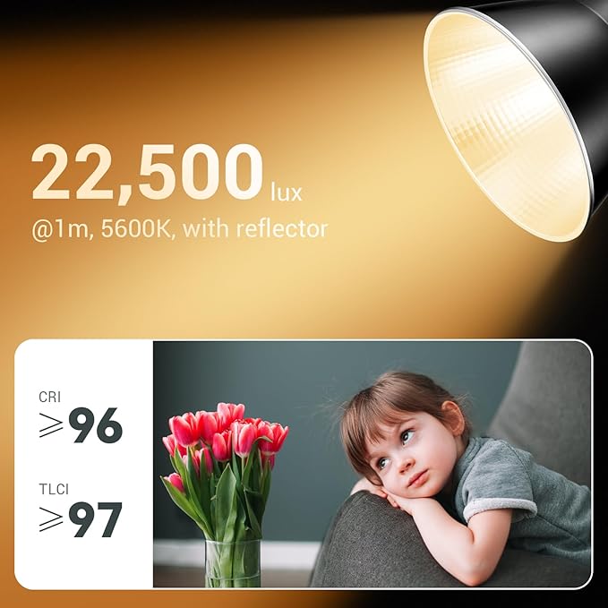 Godox ML60IIBi Bi-Color LED Video Light,70W Portable COB Continuous Output Lighting 2800K-6500K CRI 96+/TLCI 97+,11 FX Effects, APP Control Ultra-Quiet Handheld LED Light with AK-B01 Battery Base