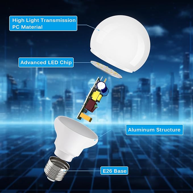 G25 LED Light Bulbs, Round Vanity Light Bulbs for Bathroom, 40W Equivalent, Soft White 2700K, E26 Base, 600LM, Non-Dimmable, 4-Pack