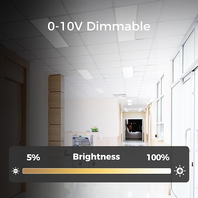 4 Pack 1x4 LED Flat Panel Light for Drop Ceiling, 0-10V Dimmable | 20/30/40W Selectable, 3000K/4000K/5000K Switchable, 120-277V, 4400LM, ETL Listed