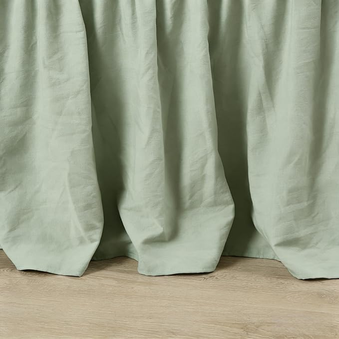RIMELA Sage Green Bed Skirt Queen Size 15 Inch Drop, Elastic Bed Skirting for Bed Base and Frame, Bedding Dust Ruffle Easy to Install, Wrap Around Adjustable Bedskirt