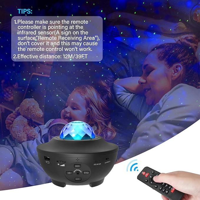 Galaxy Projector Night Light with Voice Control, 21 Lighting Effects, 3 in 1 Ocean Wave, Galaxy and Star Night Light for Baby, Kids, Adults, Home Theatre
