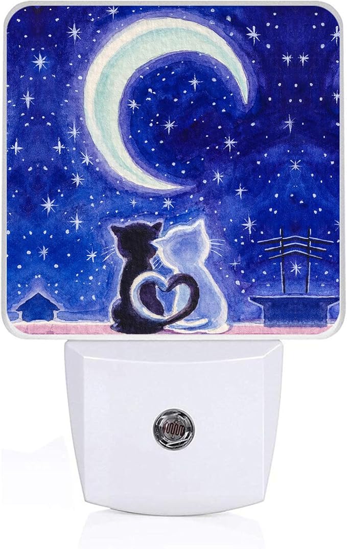 Cat Silhouette Night Light, Plug-into Nightlight White LED Lamp, Energy Efficient Decor Desk Lamp for Bedroom Hallway Stairs Bathroom