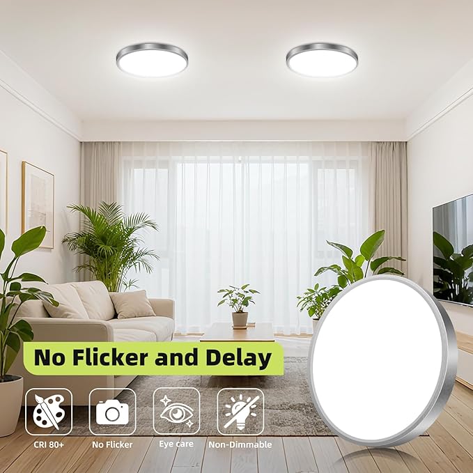 hepside 8PACK Flush Mount LED Ceiling Light Fixture 5CCT 7Inch 15W & 100W Equivalent Closet Light Fixture,Small Round Slim Surface Ceiling Lamp for Hallway,Bathroom,Bedroom,Kitchen,Interior