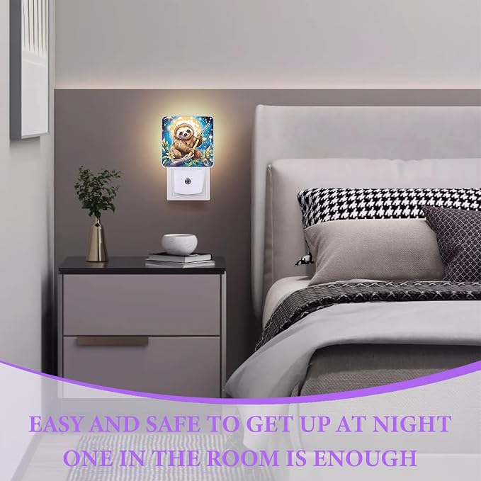 Cute Sloth Night Light,Plug-in Night Lights with Dusk-to-Dawn Sensor for Bedroom,Bathroom and Living Room Sleep Friendly lamp 0.5w