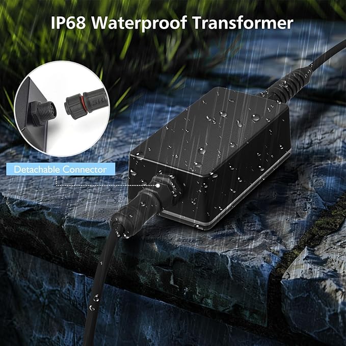 LyLmLe LED Pond Lights with APP Control, 6W SS316 Stainless Steel RGB Underwater Fountain Light with 12V Transformer, IP68 Waterproof Outdoor Underwater Lights for Pond Waterfall, Black Wire(4-Spots)