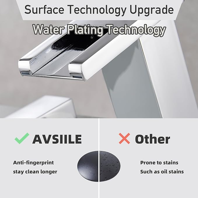 LED Bathroom Faucet 3 Hole, Chrome Waterfall Bathroom Faucets, 8 Inch Widespread Modern Bathroom Sink Faucet & Parts, Wide Spread Touch On Three Hole 2 Handle 3 Piece Bathroom Vanity Faucet