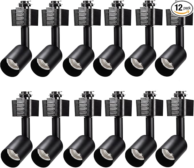 CLOUDY BAY [12 Pack] H Type Track Lighting Heads to Gu10 Base Socket Light Direction Adjustable,Black