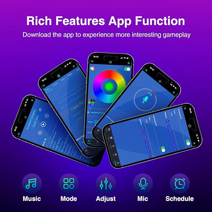 LED Light Bar, Music Sync RGB Light Bar, USB Ambient Lamp, Color Changing Gaming TV Backlight with Remote Control, 15 Dynamic Modes for Room (App Control)
