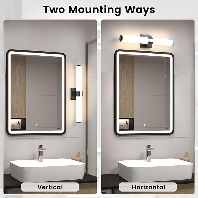 Black Vanity Lights for Bathroom, 22.8 Inch LED Vanity Light Modern Bathroom Light Fixtures, 18W Sconces Wall Lighting with Acrylic Shade for Mirror Bedroom Living Room Hallway 3000K