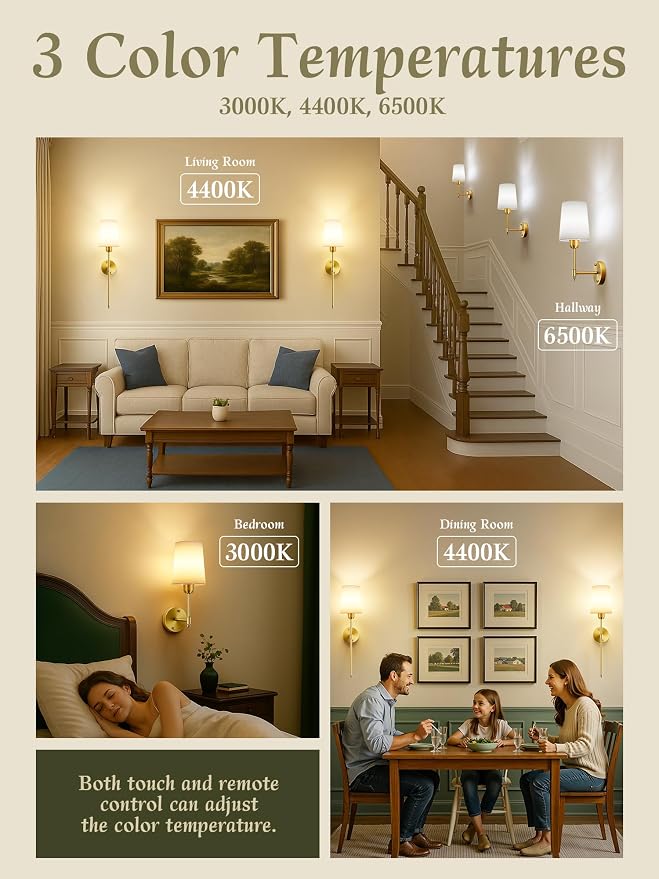 Battery Operated Wall Sconces Set of 2, Bronze, Dimmable & 15 RGB, 23 Inch | Renter Friendly, Rechargeable Magnetic Bulbs, Remote Control, LED Cordless Wall Lights for Living Room, Bedroom, Hallway