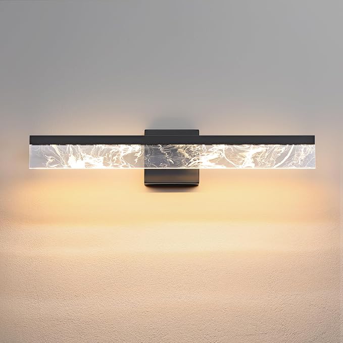 AIJIASI Modern Bathroom Light Fixtures Over Mirror - 24 Inch Black Vanity Light Bar 18W 3000K Dimmable LED Vanity Lighting Fixtures for Restroom Mirror