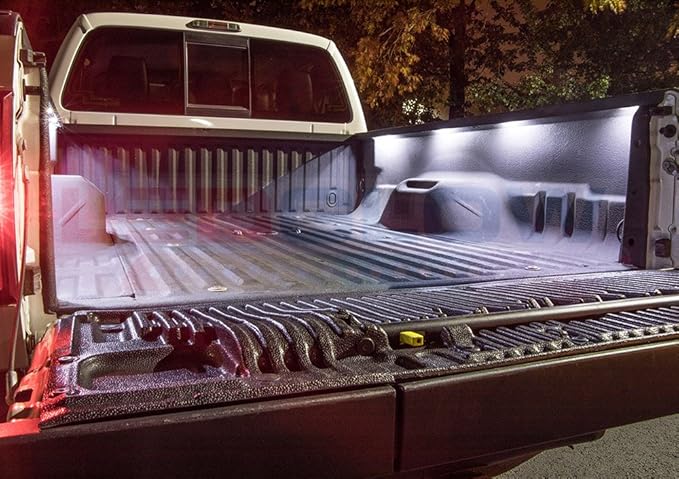 LEDGlow 8pc White Truck Bed Cargo LED Lighting Kit - Universal - Durable, Waterproof Pod Lights Mount Under The Bed Rails - Includes On/Off Toggle Power Switch