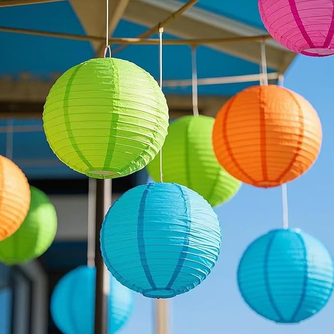 Rainbow Paper Lanterns 12Pcs Colourful Hanging Lanterns for Birthday Party, Wedding, Home Decor, Baby Shower Festive Decoration
