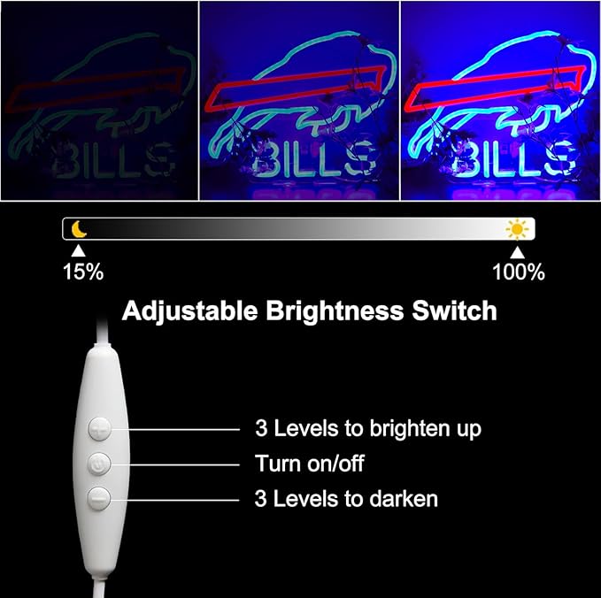 Buffalo Football Neon Signs Led Sign for Wall Decor Rugby Team Light Up Sign Suitable for Man Cave Office Bar Pub Wall Art Gifts for Teen Boys