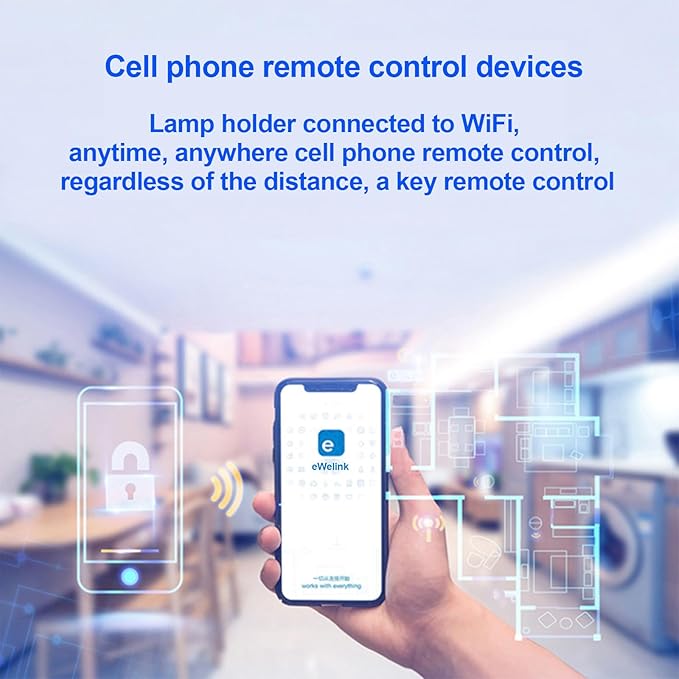 Smart WiFi Bulb Socket, Alexa Smart Light Bulbs, Light Bulb Socket Adapter, eWeLink APP Remote Timer and Group Control, Voice Control with Alexa and Google(2 Pack)