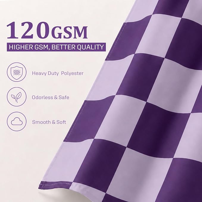 Ohocut Checkered Shower Curtain, Double Purple Plaid Shower Curtains for Bathroom, Cute Retro Checkboard Shower Curtain Vintage Aesthetic, Washable Fabric Bath Curtain 72''x72''